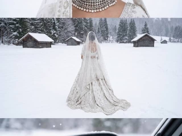 Noiva do Sul da Ásia em Três Painéis em Paisagem Nevada