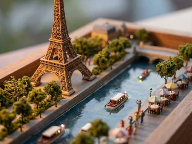 Diorama de Tokyo à effet Tilt-Shift au coucher du soleil