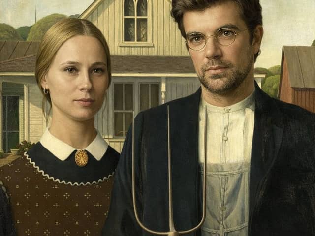 Transform subjects into American Gothic style