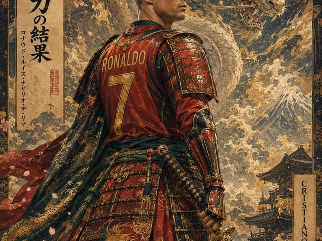 Retrato de Samurai Mitológico em Estilo Ukiyo-e