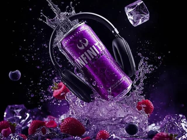 Ultra-Cinematic Floating Energy Drink Product Shot