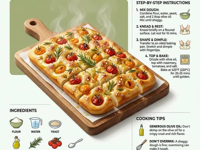 Ultra-Clean Modern Recipe Infographic for Focaccia