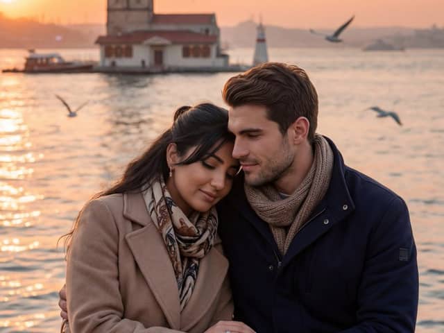 Ultra-Photorealistic Romantic Film Still (Uskudar Sunset)