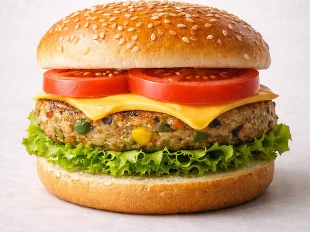 Ultra-realistic Commercial Veg Burger Photography and Exploded View