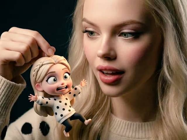 Ultra-Realistic Person Holding Tiny Cartoon Self