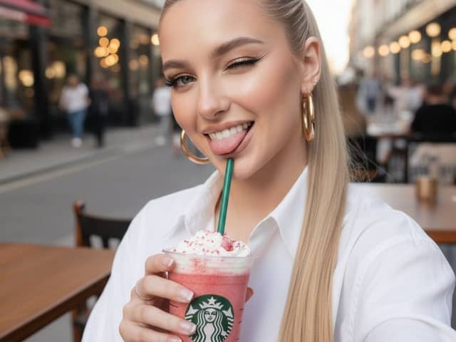 Ultra-realistic Starbucks Selfie at Golden Hour