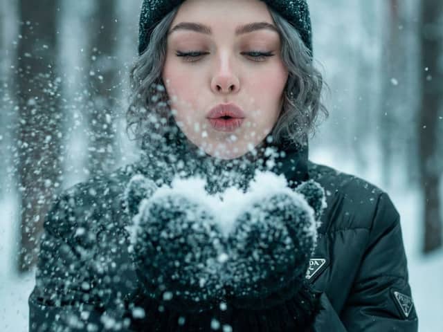 Ultra-Realistic Winter Snow Blowing Portrait Prompt