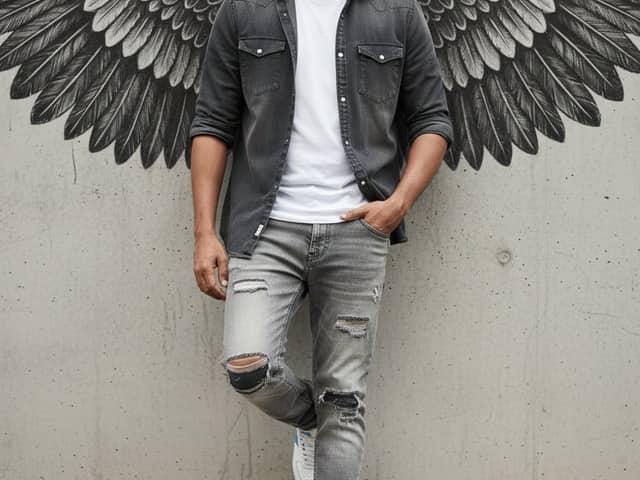 Urban Cinematic Portrait with Painted Angel Wings