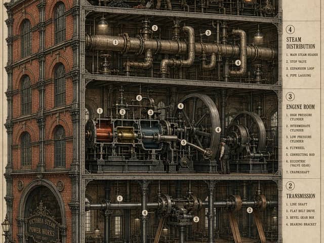 Victorian Steampunk Engineering Diagram
