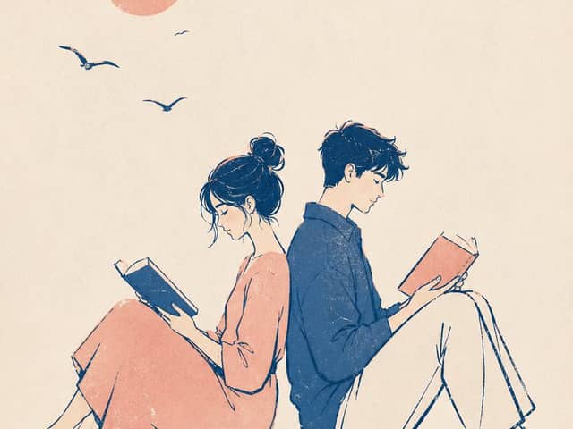 Ilustração de casal em estilo de gravura