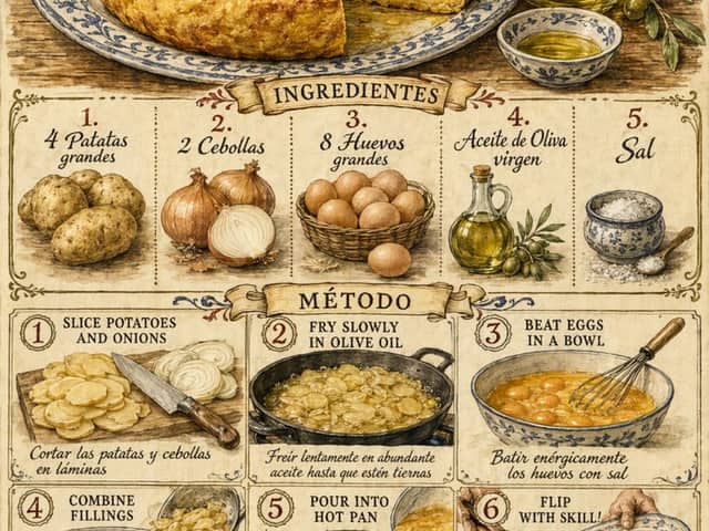 Affiche vintage de recette de tortilla espagnole