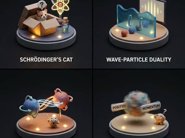 Visualisierung der Quantenmechanik im Diorama-Stil