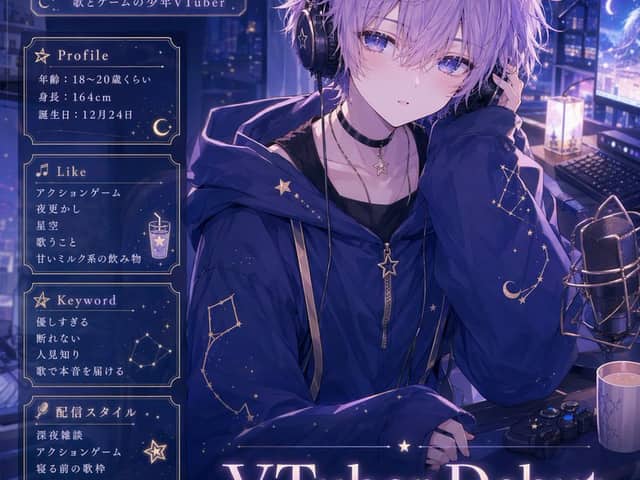 Affiche de début VTuber à partir d'une fiche de personnage