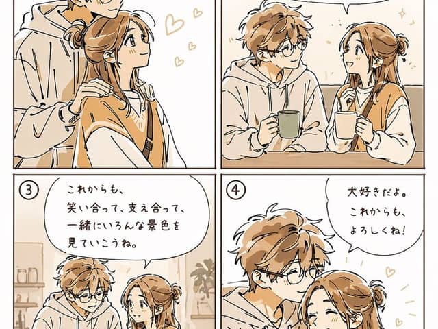 Mangá de Casal Carinhoso em 4 Painéis