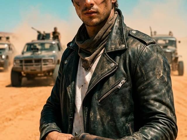 Cena de Filme Cinematográfico de Sobrevivente do Deserto (Estilo Mad Max)