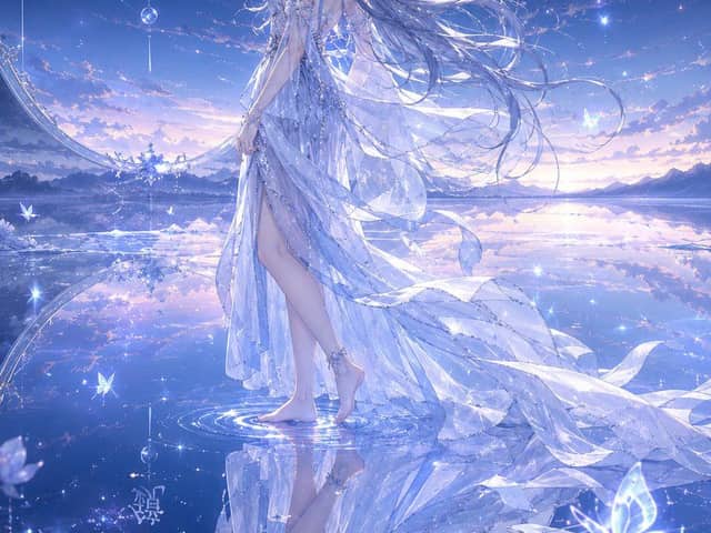 Jeune fille fantastique du miroir d'eau
