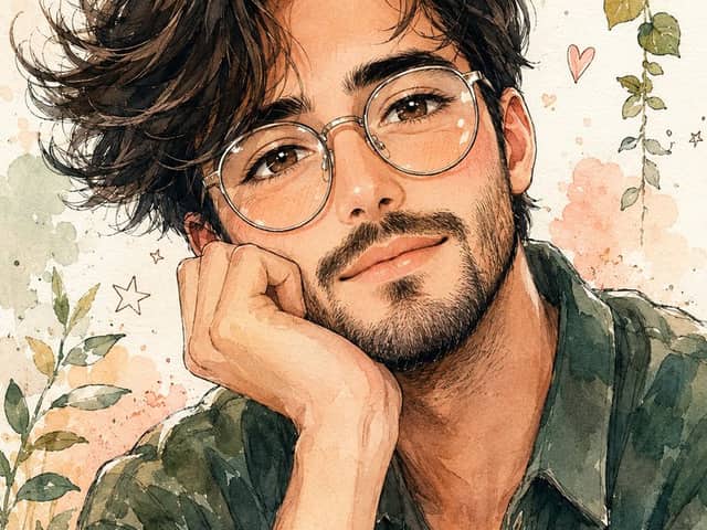 Portrait d'homme style anime à l'aquarelle