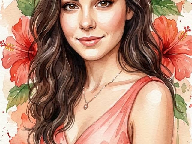 Prompt para retrato en acuarela con hibisco