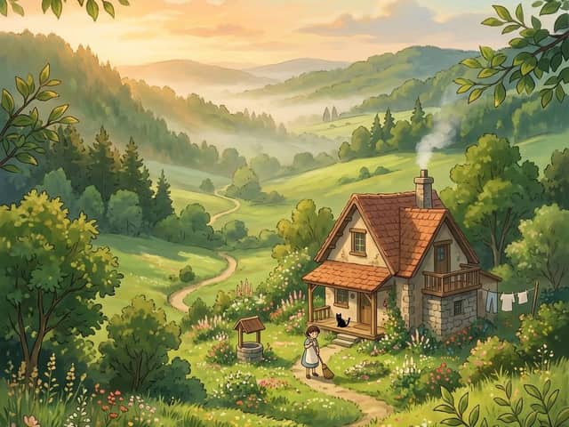 奇幻小屋山谷日出