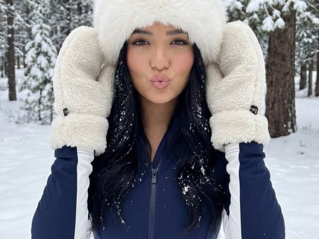 Winter Sport Lifestyle Portrait with Fur Hat and Pout
