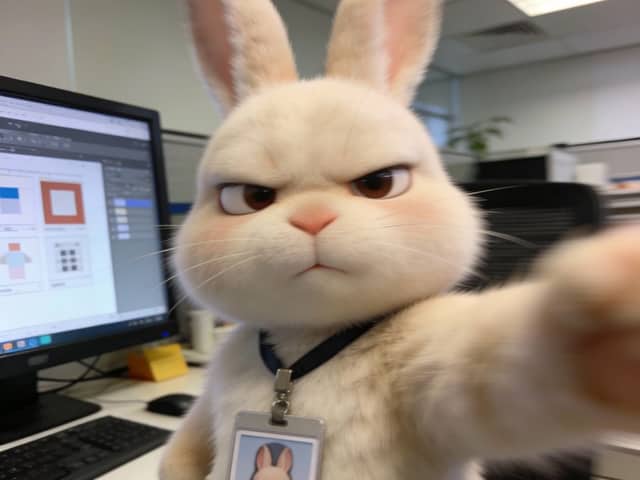 World-Weary Office Bunny Selfie
