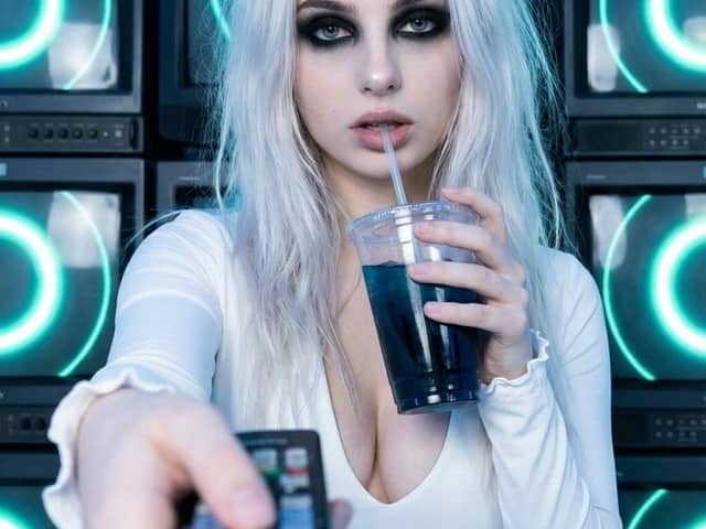 Y2K Cyber-Goth Portrait with CRT Monitors Prompt