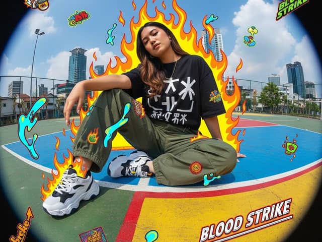 Y2K Streetwear Fashion Editorial Portrait (JSON format)