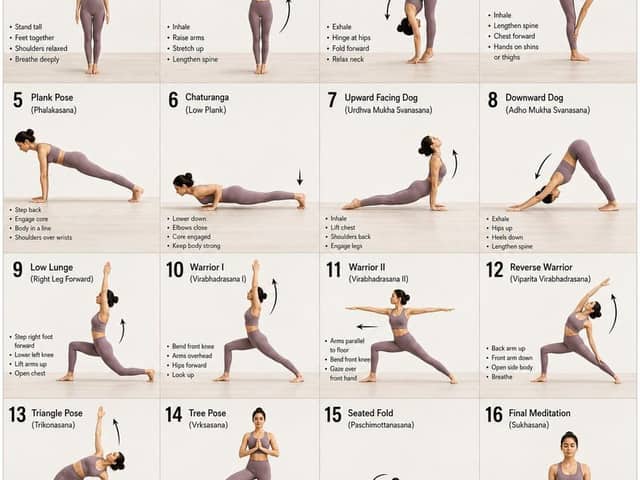 16-Panel Yoga Instructional Storyboard