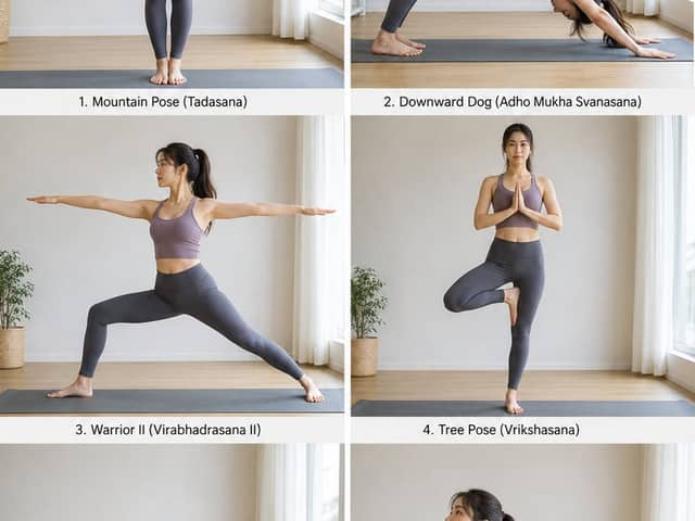 Grille d'instructions pour poses de yoga