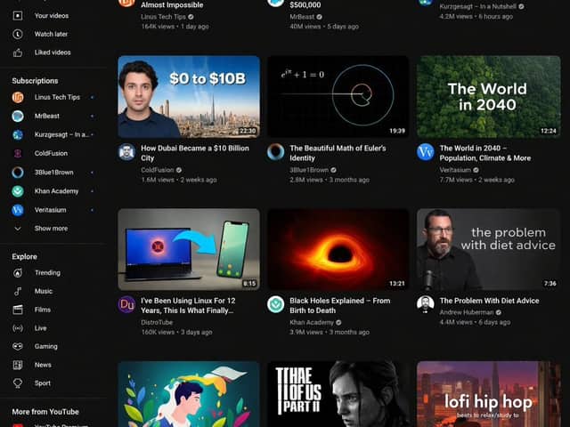 YouTube Koyu Mod Masaüstü Arayüz Taslağı