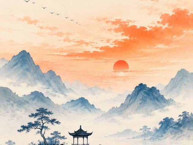 Oryantal Zen Minimalist İllüstrasyon