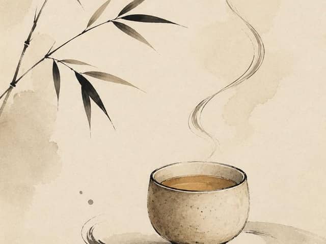 Xícara de Chá Zen em Pintura a Nanquim