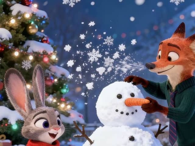 Zootopia Style Snowman Building Scene
