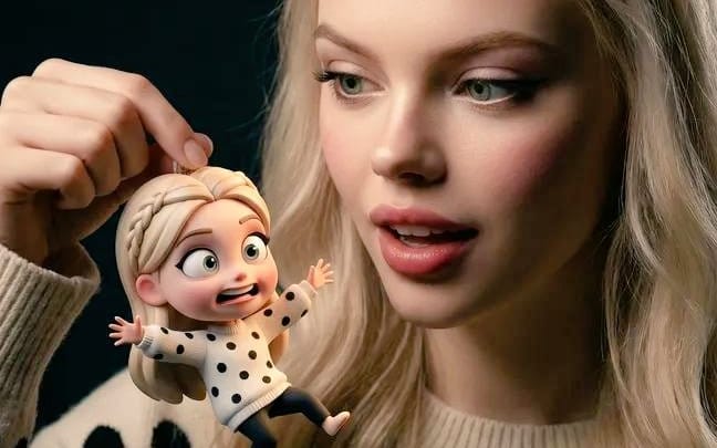 Ultra-Realistic Person Holding Tiny Cartoon Self