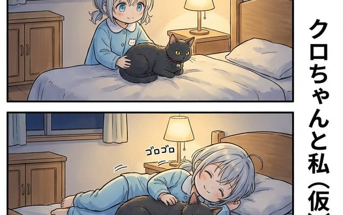 AI Manga: Cat Doesn't Want to Sleep