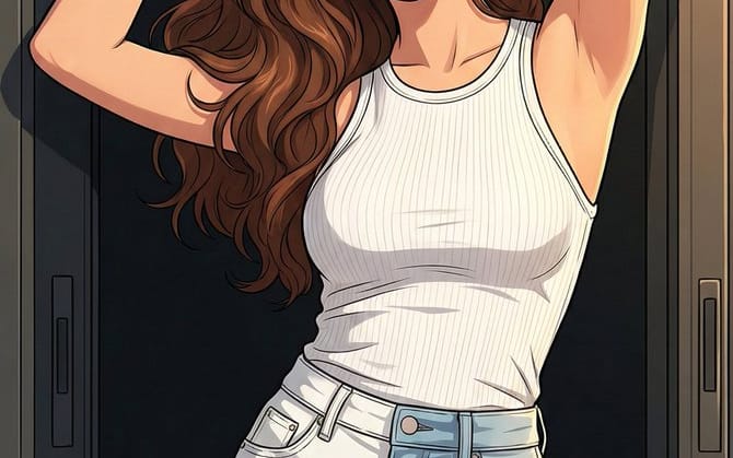 Modern Anime Illustration with Golden Hour Lighting