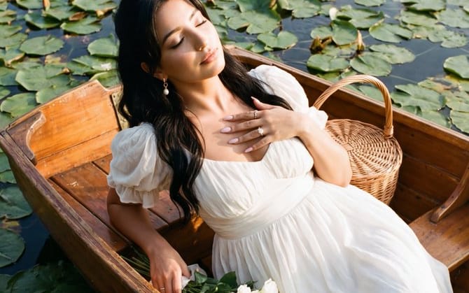Poetic Realism of a Woman in a Boat with a Swan