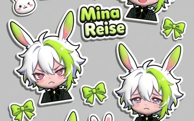 Planche d'autocollants gonflés style personnage Chibi