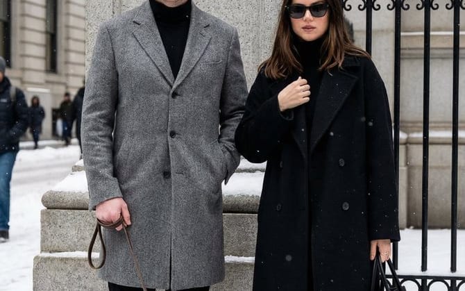 Sophisticated Urban Winter Couple Portrait