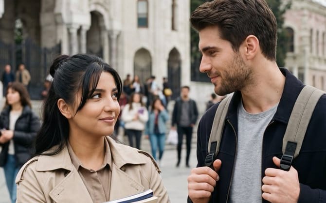 Ultra-Photoreal Candid Street Romance Film Still