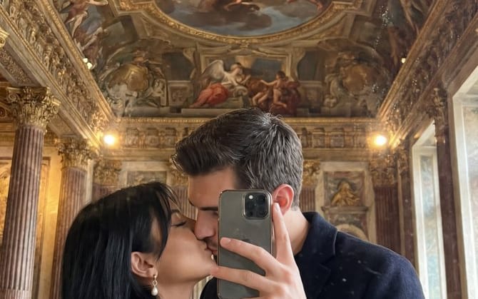 Ultra Photoreal Museum Mirror Kiss Selfie with Identity Lock