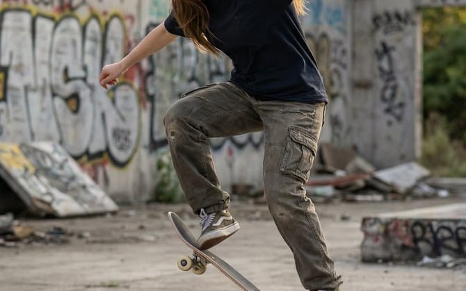 Ultra-realistic Urban Skateboarding Action Scene
