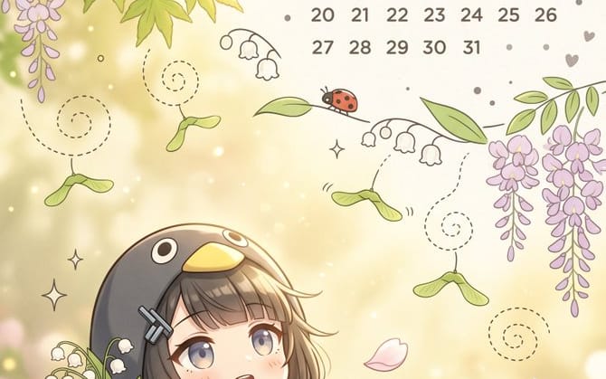 奇幻五月花园日历壁纸