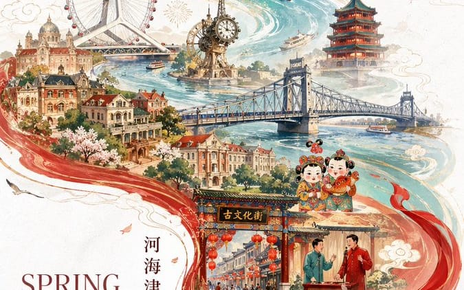 Prompt para Pôster Promocional da Cidade de Tianjin