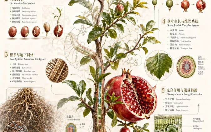 Vintage Pomegranate Growth Atlas