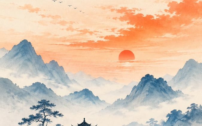 Illustration minimaliste zen orientale