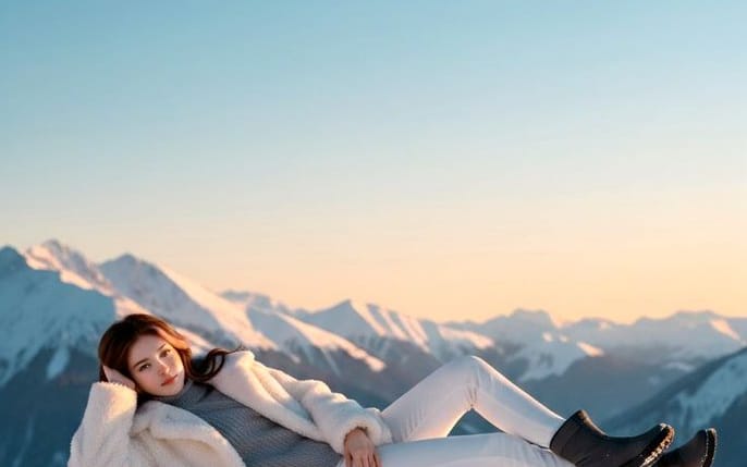 Luxurious New Year 2026 Portrait on a Snowy Mountain