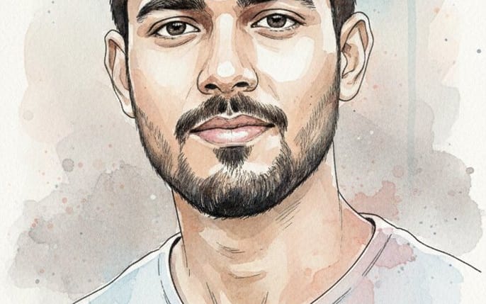 Watercolor and Ink Portrait with Identity Lock