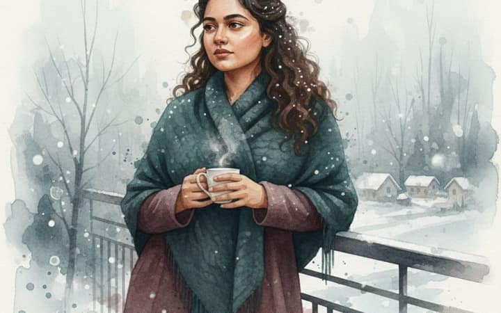 Winter Watercolor Portrait with Identity Lock Prompt
