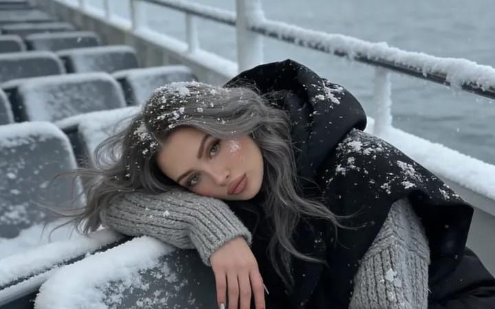 Serene Winter Ferry Portrait